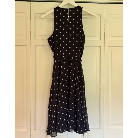 Banana republic sundress navy polka dot fit and flare chiffon dress 6petite - Picture 14 of 15